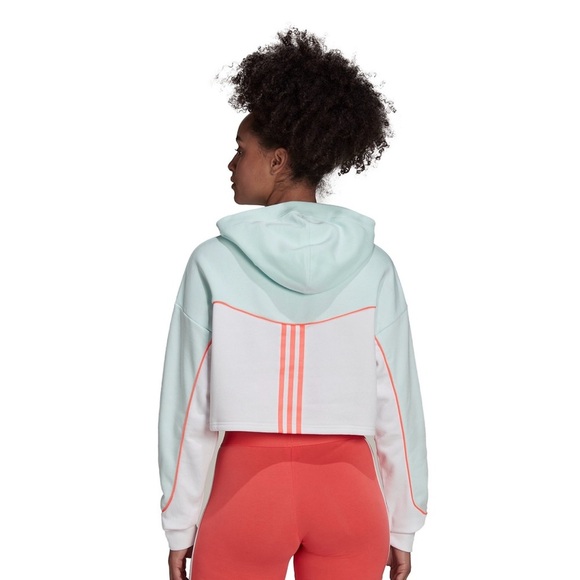 Adidas Women’s Color Block Blue and Pink Cropped Hoodie - Picture 14 of 14